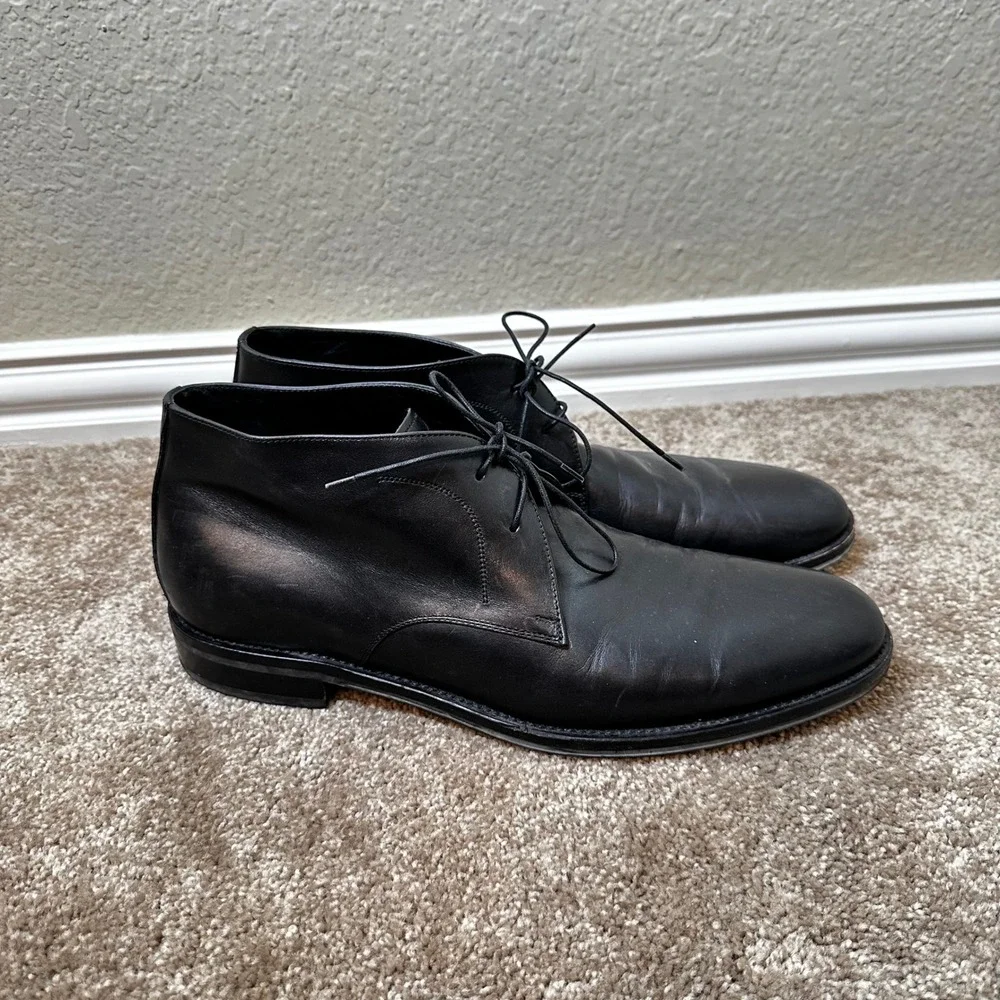 Salvatore Ferragamo Mens Black Leather Chukka Ankle Boots 11.5 D Made in Italy